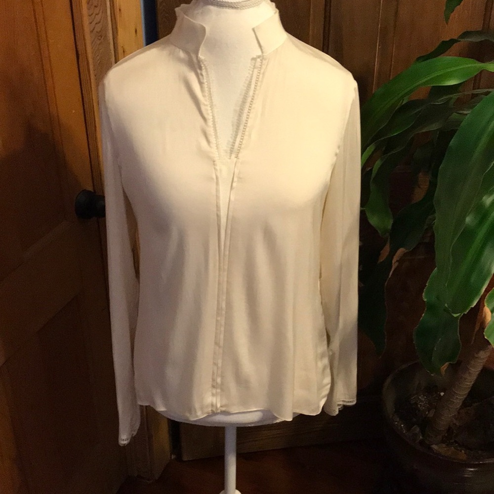 Elie Tahari Cream Silk Boho  Blouse